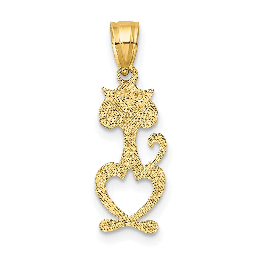 Lovely Rita's Pendants & Charms 14K Yellow Gold Textured Polished Finish Cut-Out Engraved Cat Design Charm Pendant
