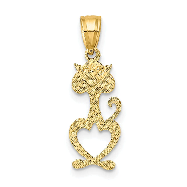Lovely Rita's Pendants & Charms 14K Yellow Gold Textured Polished Finish Cut-Out Engraved Cat Design Charm Pendant