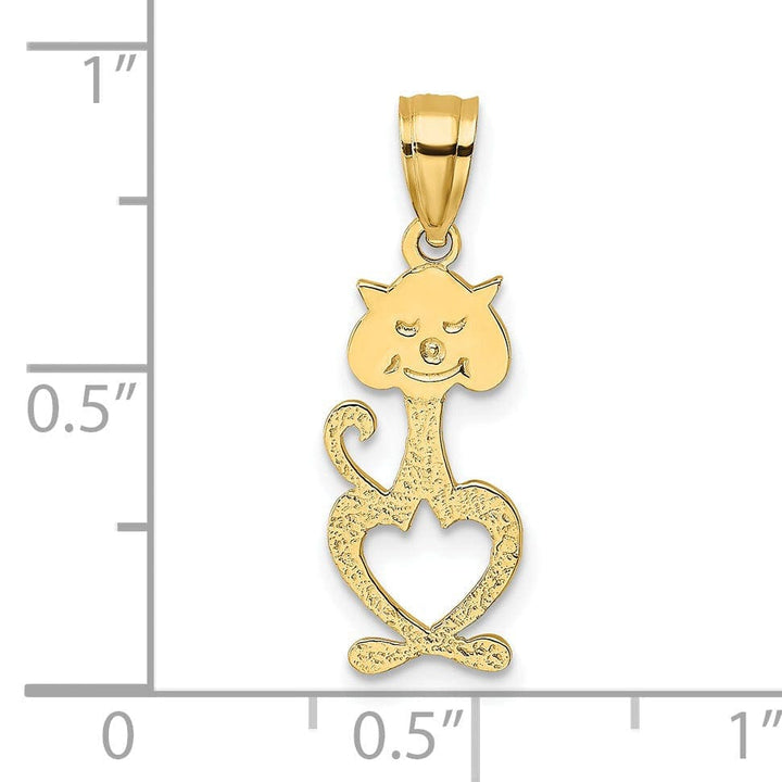 Lovely Rita's Pendants & Charms 14K Yellow Gold Textured Polished Finish Cut-Out Engraved Cat Design Charm Pendant