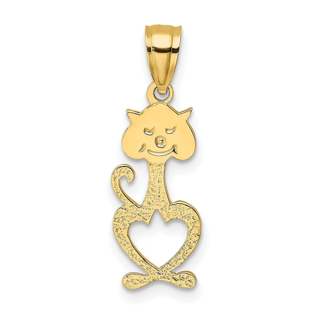 Lovely Rita's Pendants & Charms 14K Yellow Gold Textured Polished Finish Cut-Out Engraved Cat Design Charm Pendant