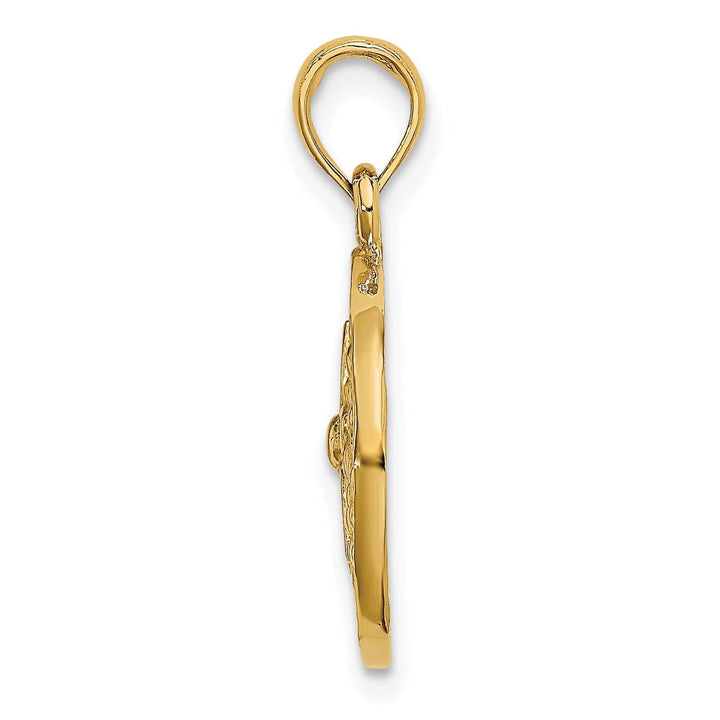 Lovely Rita's Pendants & Charms 14K Yellow Gold Textured Polished Finish Cut Out Sea Sand Dollar Design Charm Pendant