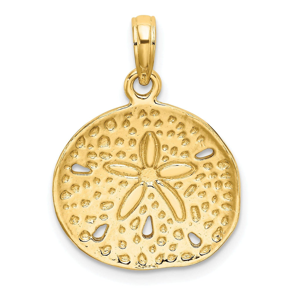 Lovely Rita's Pendants & Charms 14K Yellow Gold Textured Polished Finish Cut Out Sea Sand Dollar Design Charm Pendant