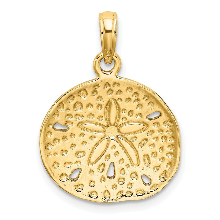Lovely Rita's Pendants & Charms 14K Yellow Gold Textured Polished Finish Cut Out Sea Sand Dollar Design Charm Pendant