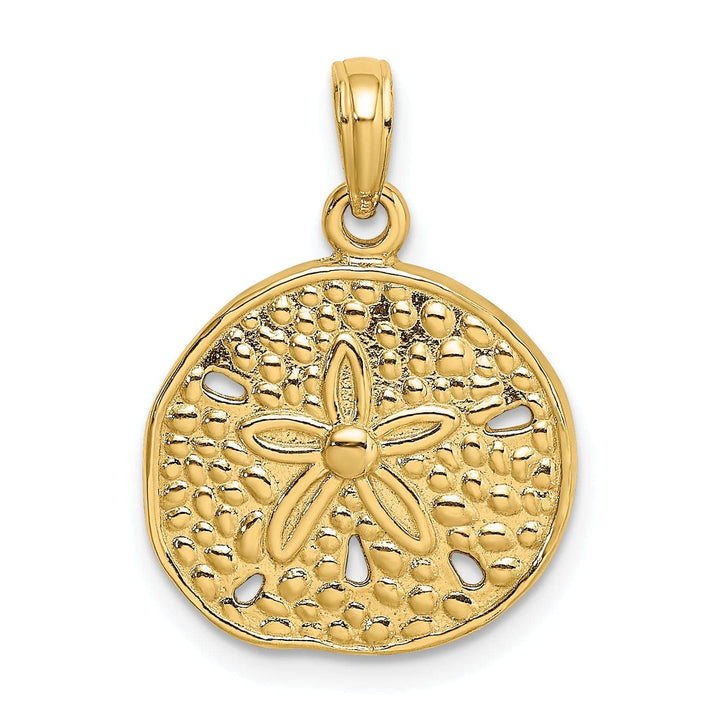 Lovely Rita's Pendants & Charms 14K Yellow Gold Textured Polished Finish Cut Out Sea Sand Dollar Design Charm Pendant