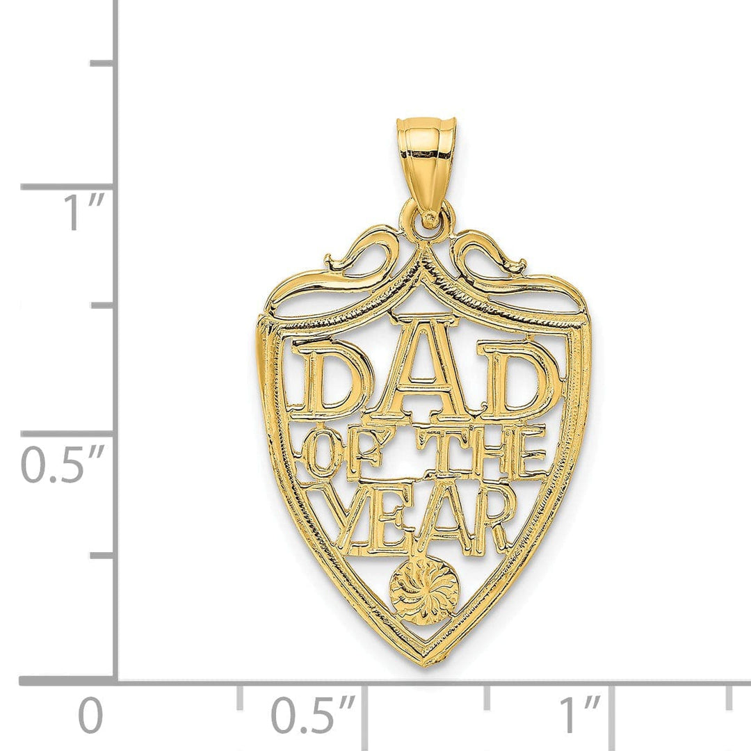 Lovely Rita's Pendants & Charms 14k Yellow Gold Textured Polished Finish DAD OF THE YEAR PLAQUE Design Charm Pendant