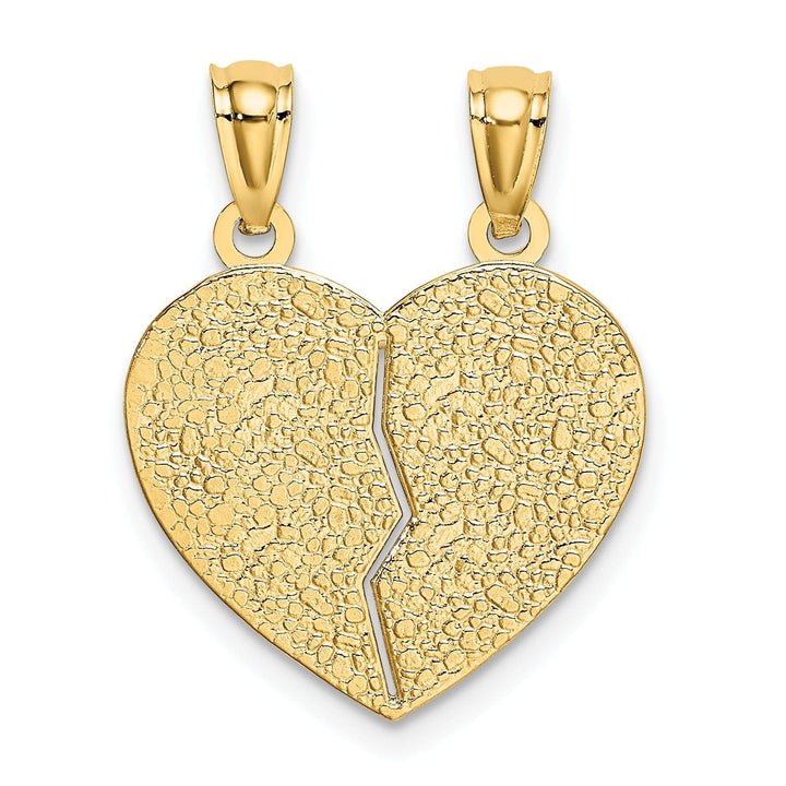 Lovely Rita's Pendants & Charms 14k Yellow Gold Textured Polished Finish DAUGHTER-MOM Break-A-Part Hearts Design Charm Pendant