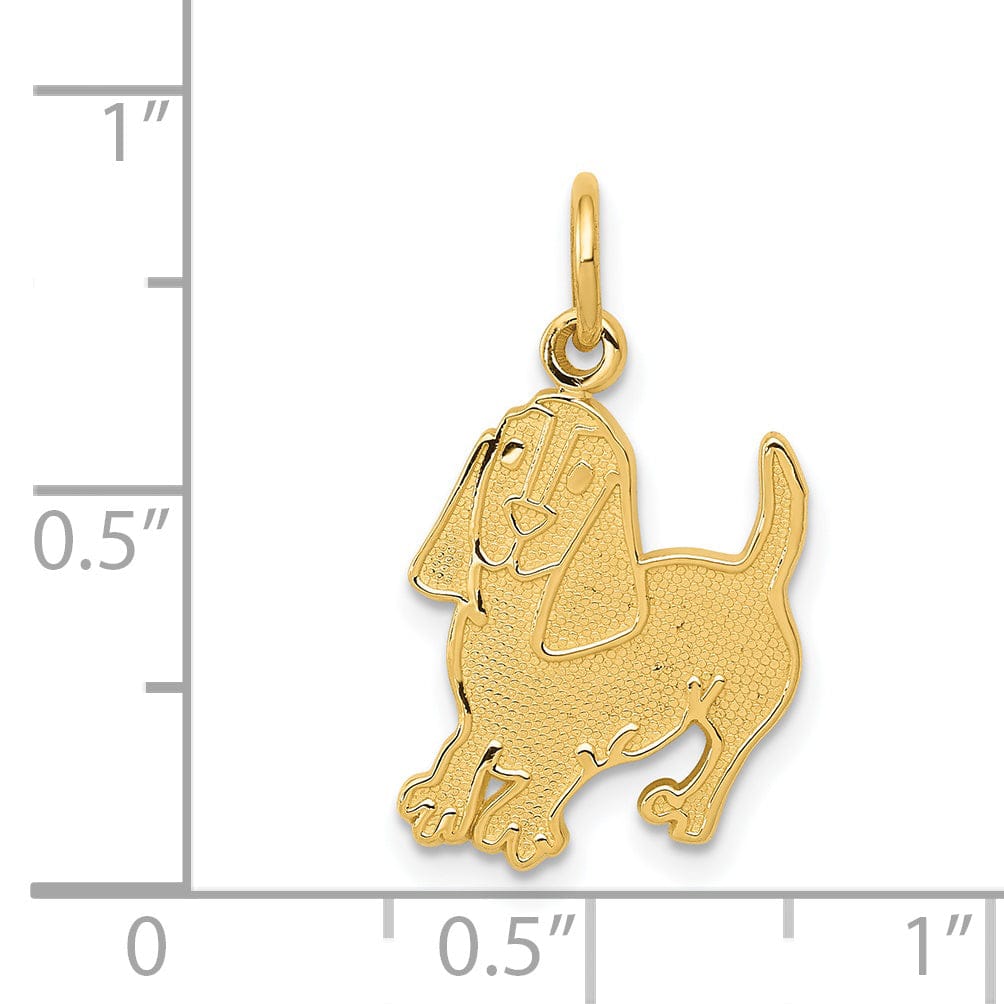 Lovely Rita's Pendants & Charms 14k Yellow Gold Textured Polished Finish Dog Charm Pendant