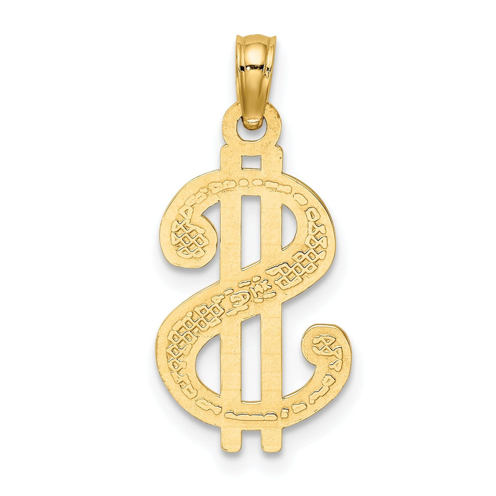 Lovely Rita's Pendants & Charms 14k Yellow Gold Textured Polished Finish Dollar Sign Charm Pendant