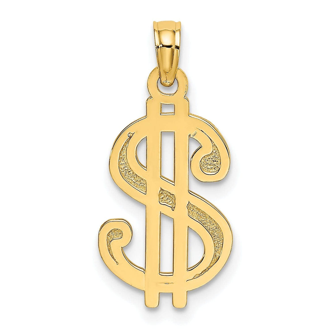 Lovely Rita's Pendants & Charms 14k Yellow Gold Textured Polished Finish Dollar Sign Charm Pendant