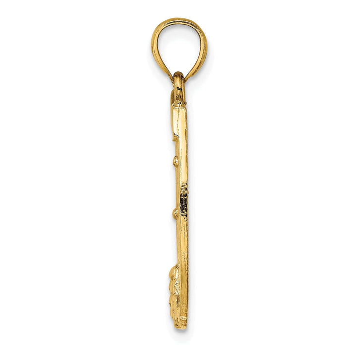 Lovely Rita's Pendants & Charms 14k Yellow Gold Textured Polished Finish Dollar Sign in HorseShoe Design Charm Pendant