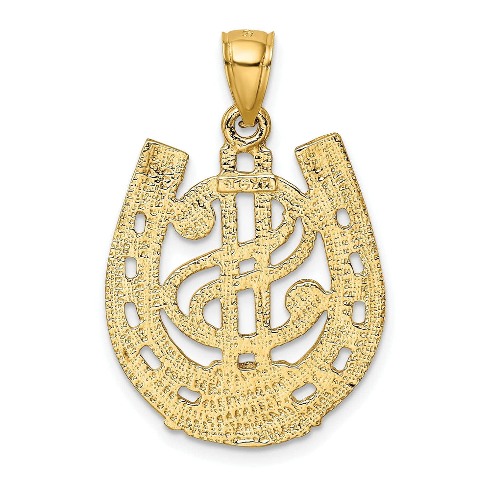 Lovely Rita's Pendants & Charms 14k Yellow Gold Textured Polished Finish Dollar Sign in HorseShoe Design Charm Pendant