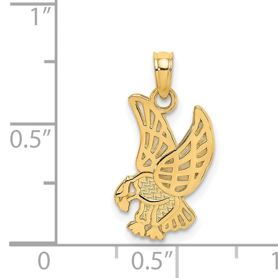 Lovely Rita's Pendants & Charms 14K Yellow Gold Textured Polished Finish Eagle Landing Design Charm Pendant