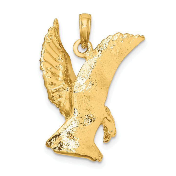 Lovely Rita's Pendants & Charms 14K Yellow Gold Textured Polished Finish Eagle Landing with Wings Up Charm Pendant