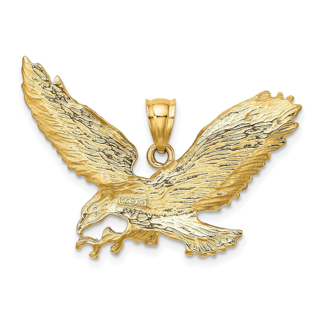 Lovely Rita's Pendants & Charms 14K Yellow Gold Textured Polished Finish Eagle With Beak Touching Claws Charm Pendant