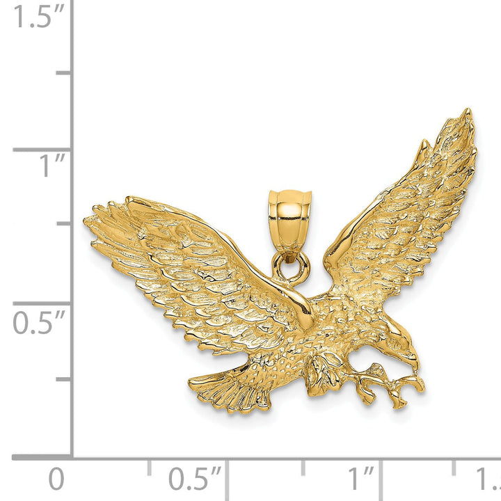 Lovely Rita's Pendants & Charms 14K Yellow Gold Textured Polished Finish Eagle With Beak Touching Claws Charm Pendant