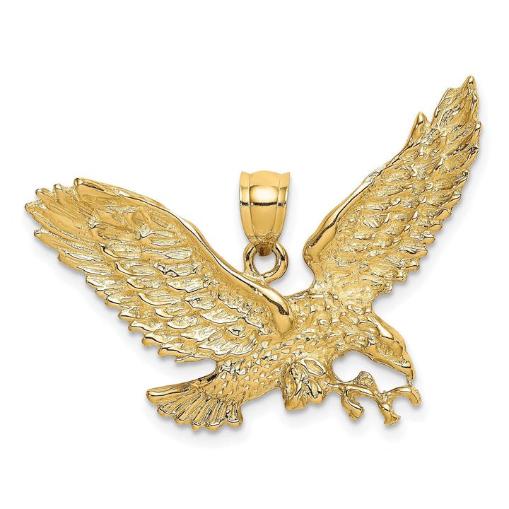 Lovely Rita's Pendants & Charms 14K Yellow Gold Textured Polished Finish Eagle With Beak Touching Claws Charm Pendant