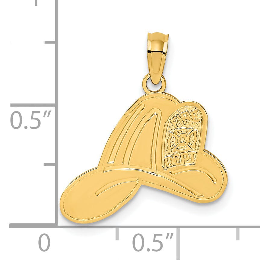 Lovely Rita's Pendants & Charms 14k Yellow Gold Textured Polished Finish Fire Dept Helmet Charm Pendant