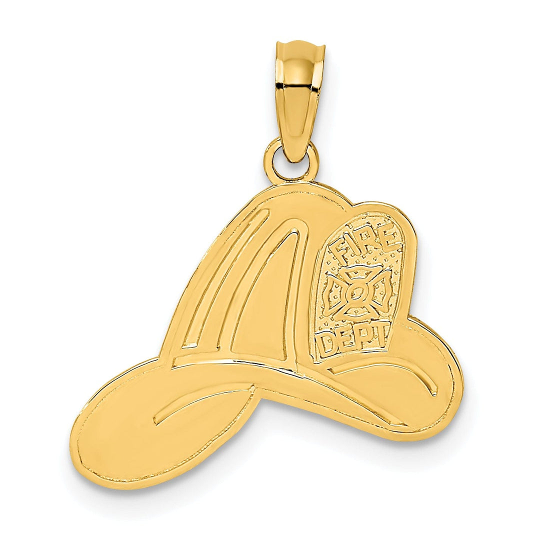 Lovely Rita's Pendants & Charms 14k Yellow Gold Textured Polished Finish Fire Dept Helmet Charm Pendant