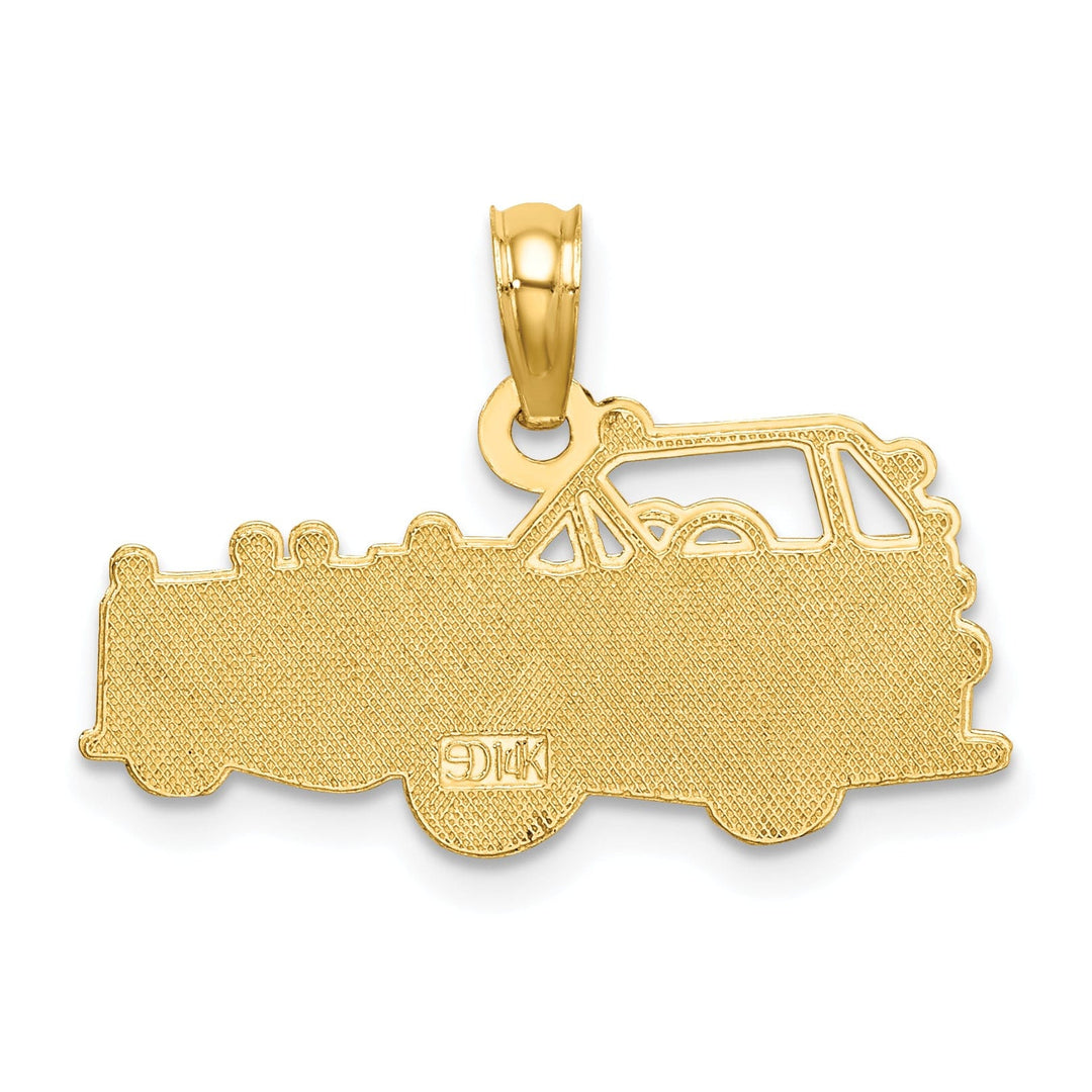Lovely Rita's Pendants & Charms 14k Yellow Gold Textured Polished Finish Fire Fighter's Truck Charm Pendant