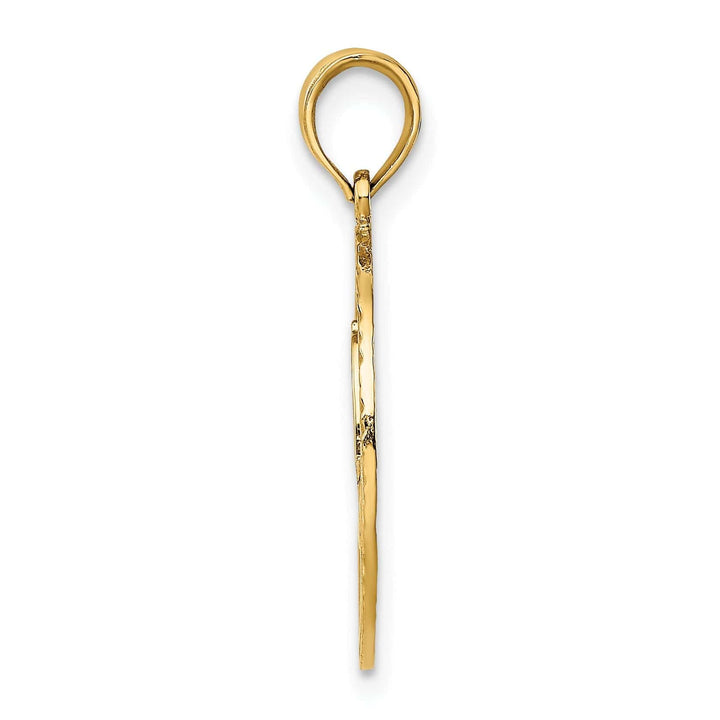 Lovely Rita's Pendants & Charms 14k Yellow Gold Textured Polished Finish Fireman Helmet in Circle Disk Shape Design Charm Pendant