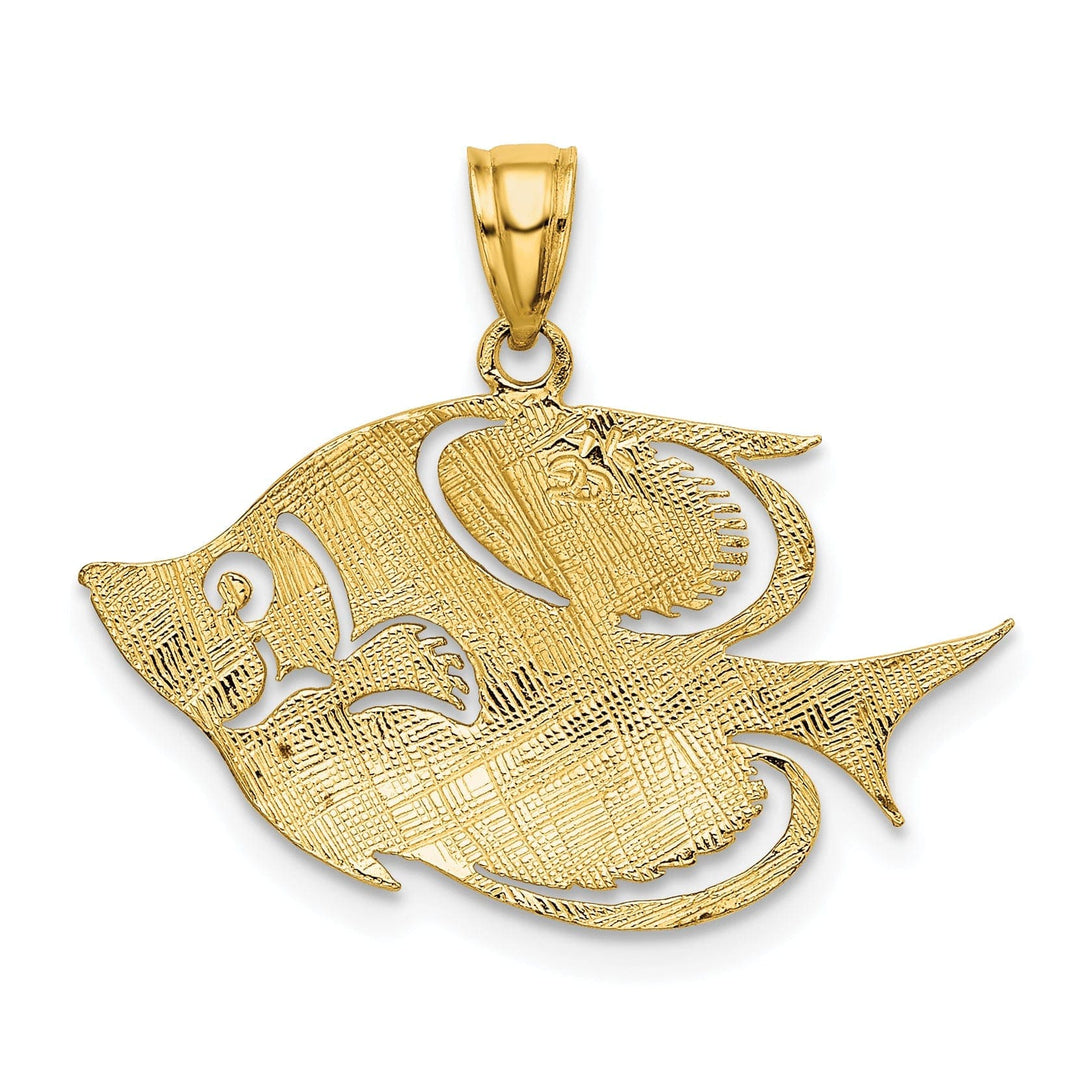 Lovely Rita's Pendants & Charms 14K Yellow Gold Textured Polished Finish Fish 2-Dimensional Design Charm Pendant