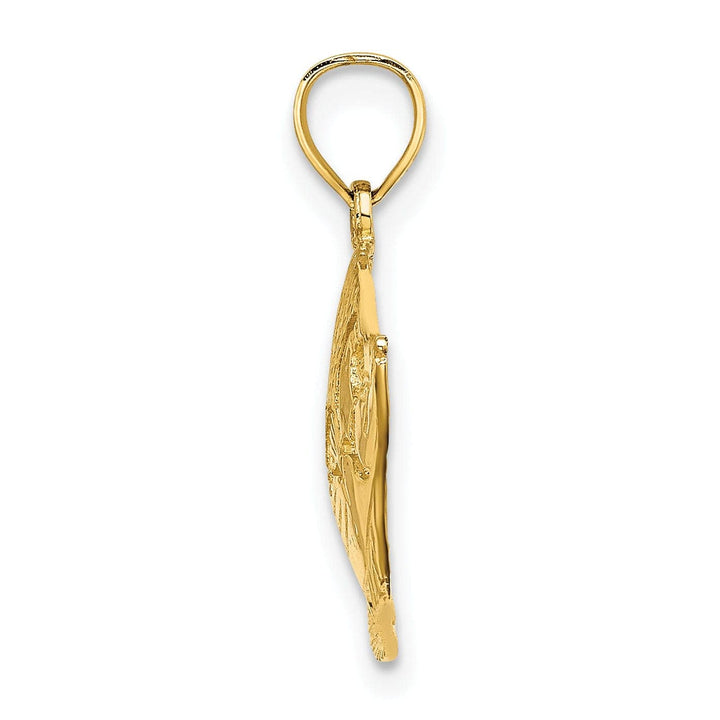 Lovely Rita's Pendants & Charms 14K Yellow Gold Textured Polished Finish Fish 2-Dimensional Design Charm Pendant