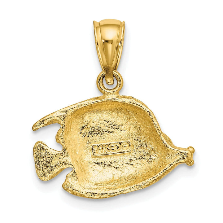 Lovely Rita's Pendants & Charms 14K Yellow Gold Textured Polished Finish Fish 2D Design Charm Pendant
