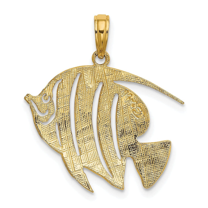 Lovely Rita's Pendants & Charms 14K Yellow Gold Textured Polished Finish Fish Cut Out Design Charm Pendant