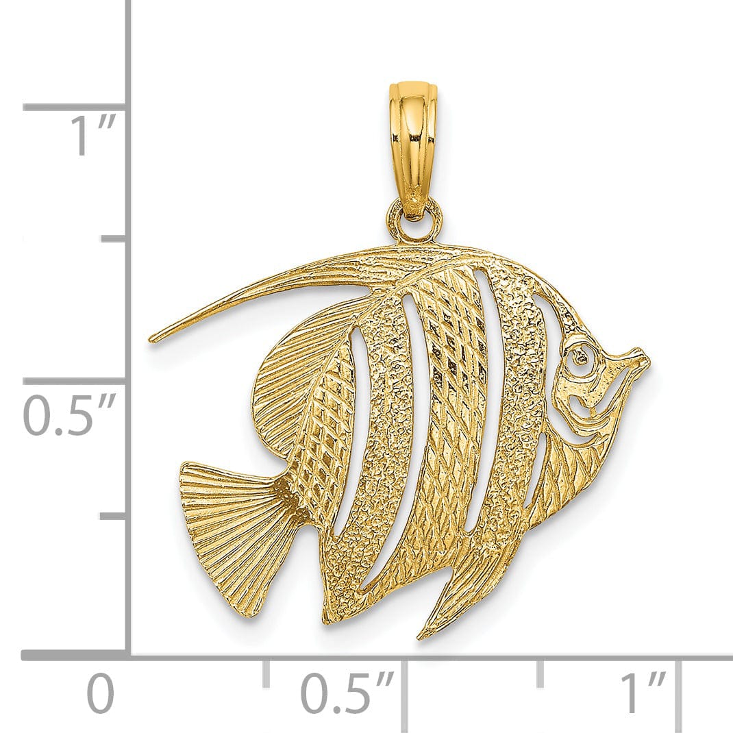 Lovely Rita's Pendants & Charms 14K Yellow Gold Textured Polished Finish Fish Cut Out Design Charm Pendant
