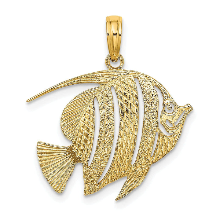 Lovely Rita's Pendants & Charms 14K Yellow Gold Textured Polished Finish Fish Cut Out Design Charm Pendant