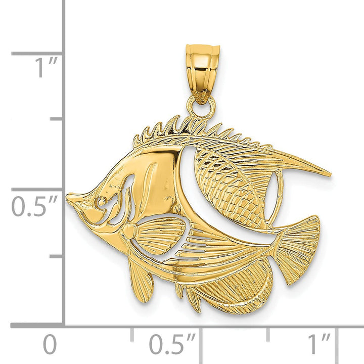Lovely Rita's Pendants & Charms 14K Yellow Gold Textured Polished Finish Fish Design Charm Pendant