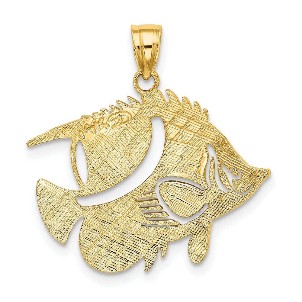 Lovely Rita's Pendants & Charms 14K Yellow Gold Textured Polished Finish Fish Design Charm Pendant