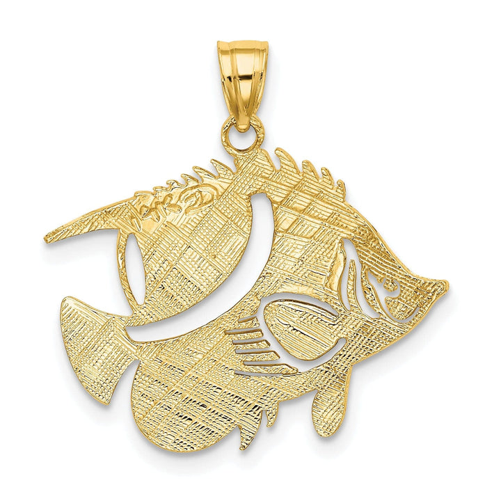 Lovely Rita's Pendants & Charms 14K Yellow Gold Textured Polished Finish Fish Design Charm Pendant
