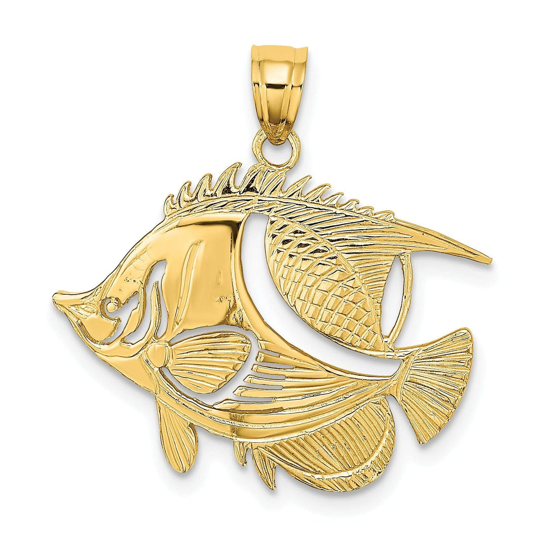 Lovely Rita's Pendants & Charms 14K Yellow Gold Textured Polished Finish Fish Design Charm Pendant