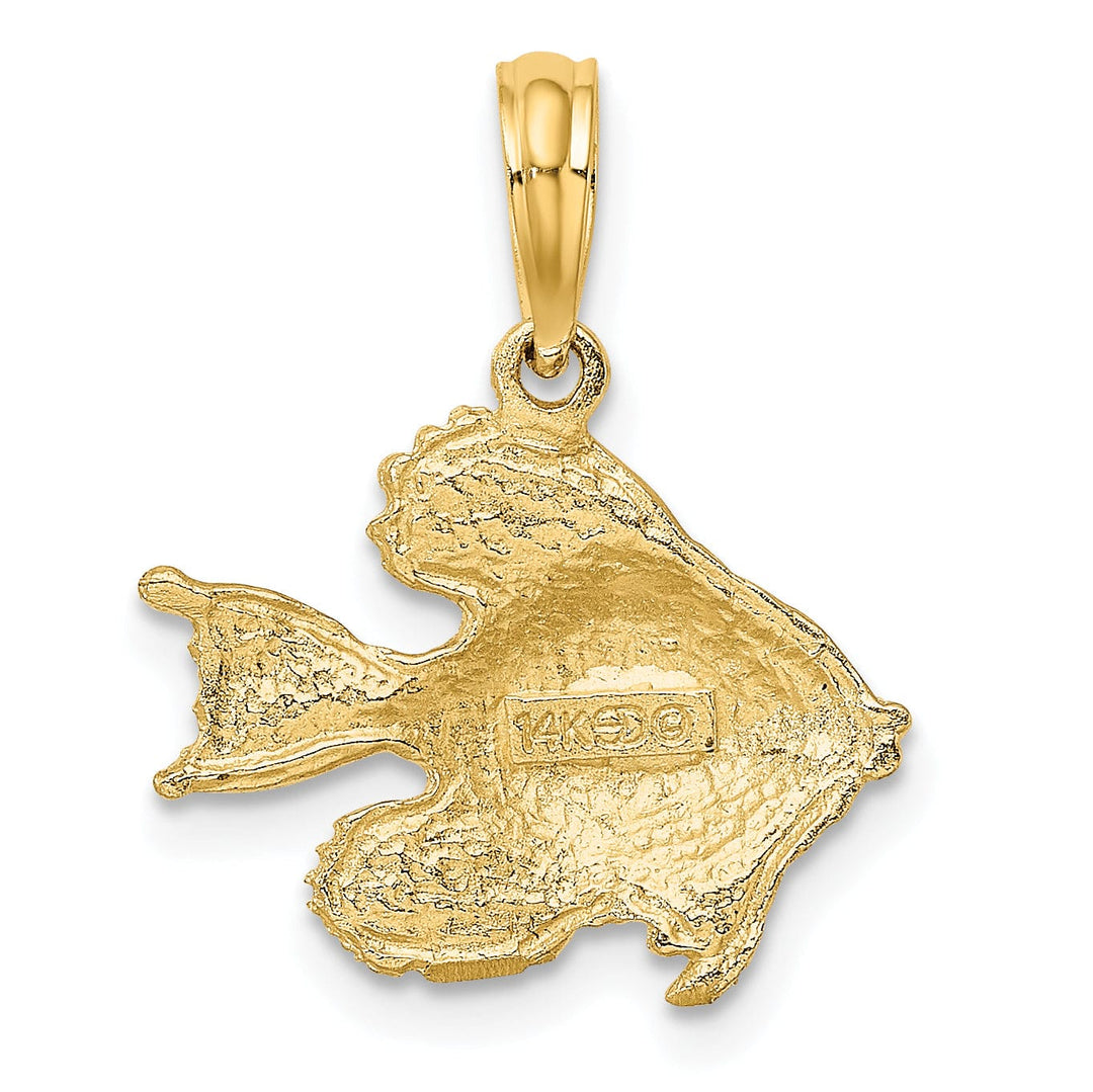 Lovely Rita's Pendants & Charms 14K Yellow Gold Textured Polished Finish Fish Design Solid Charm Pendant