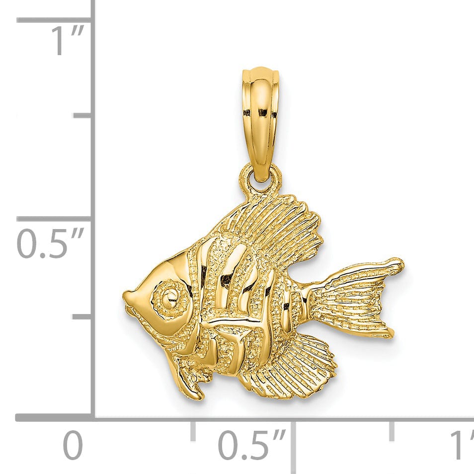 Lovely Rita's Pendants & Charms 14K Yellow Gold Textured Polished Finish Fish Design Solid Charm Pendant