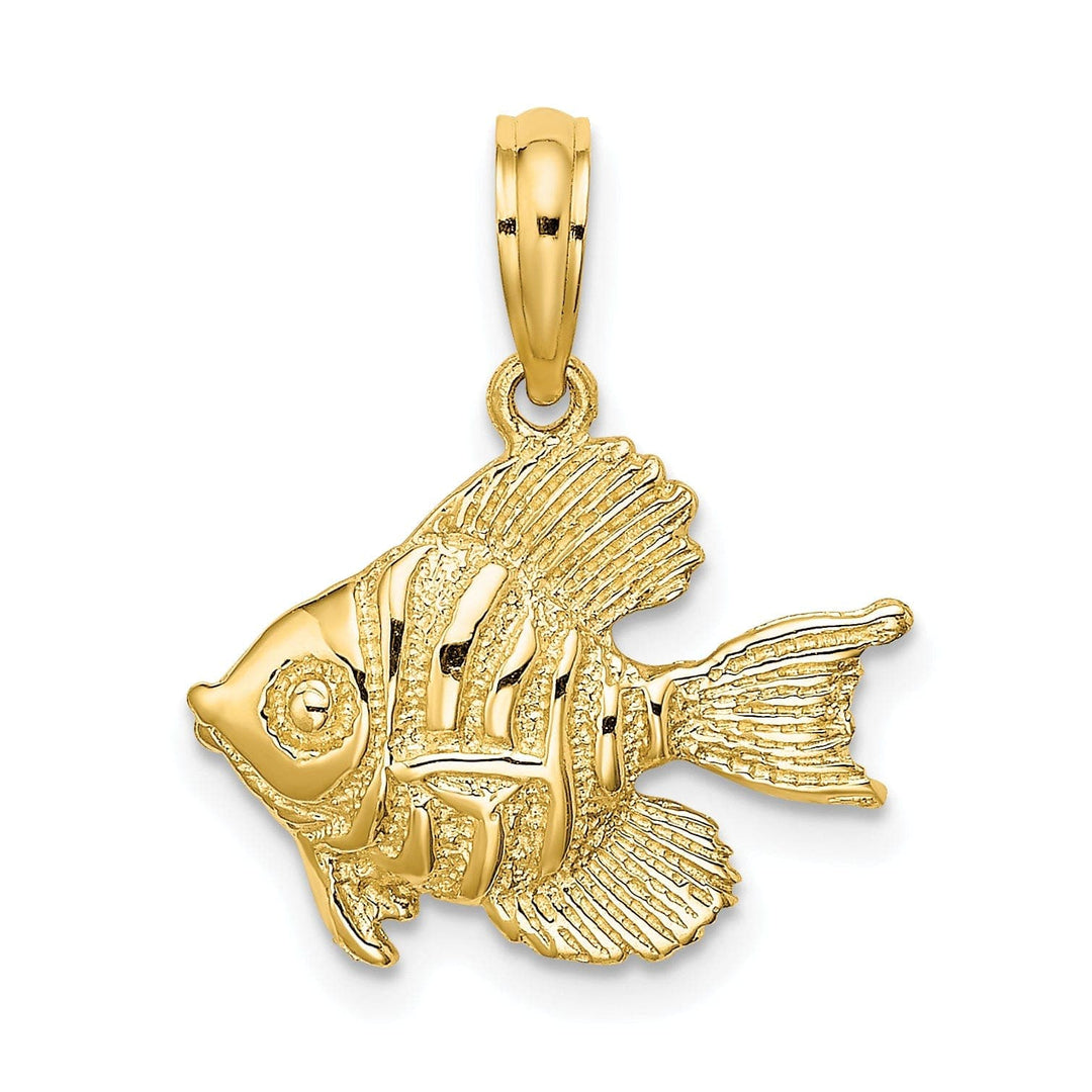 Lovely Rita's Pendants & Charms 14K Yellow Gold Textured Polished Finish Fish Design Solid Charm Pendant