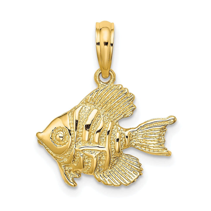 Lovely Rita's Pendants & Charms 14K Yellow Gold Textured Polished Finish Fish Design Solid Charm Pendant
