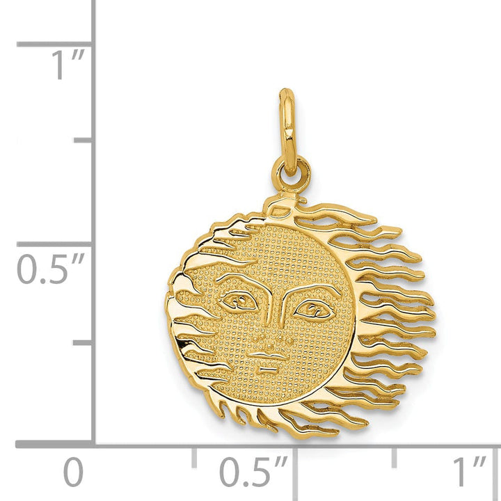 Lovely Rita's Pendants & Charms 14k Yellow Gold Textured Polished Finish Flaming Sun Design Charm Pendant