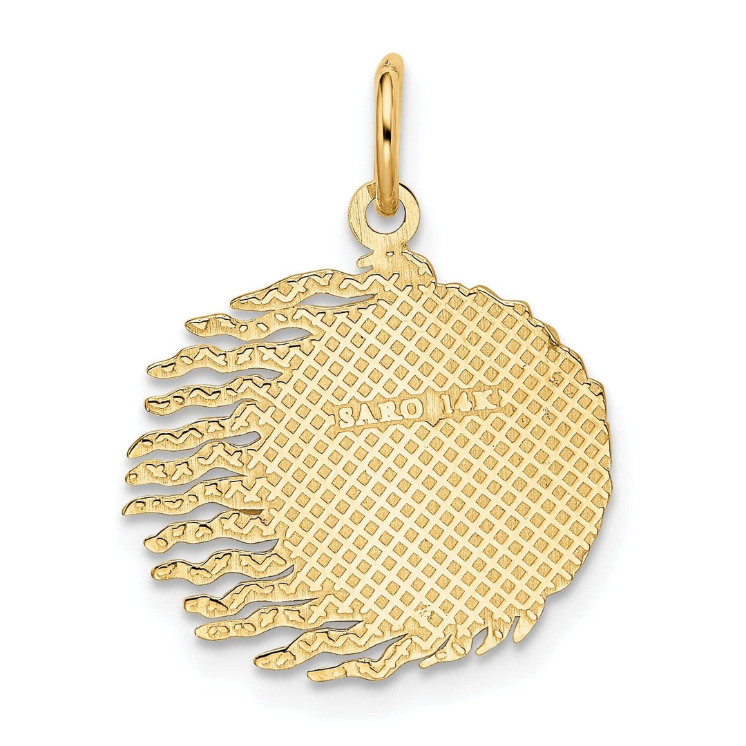 Lovely Rita's Pendants & Charms 14k Yellow Gold Textured Polished Finish Flaming Sun Design Charm Pendant