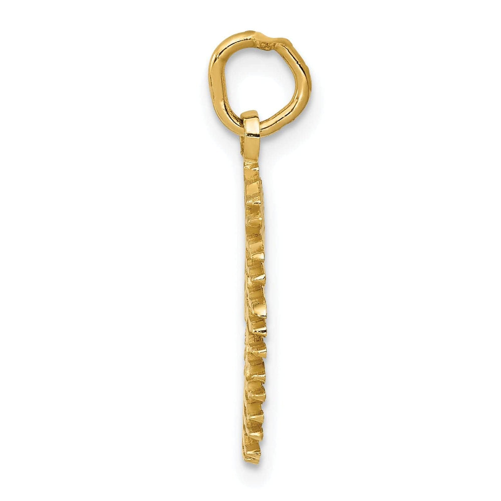 Lovely Rita's Pendants & Charms 14k Yellow Gold Textured Polished Finish Flaming Sun Design Charm Pendant