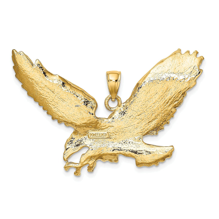 Lovely Rita's Pendants & Charms 14K Yellow Gold Textured Polished Finish Flat Back Eagle With Beak Touching Claws Charm Pendant