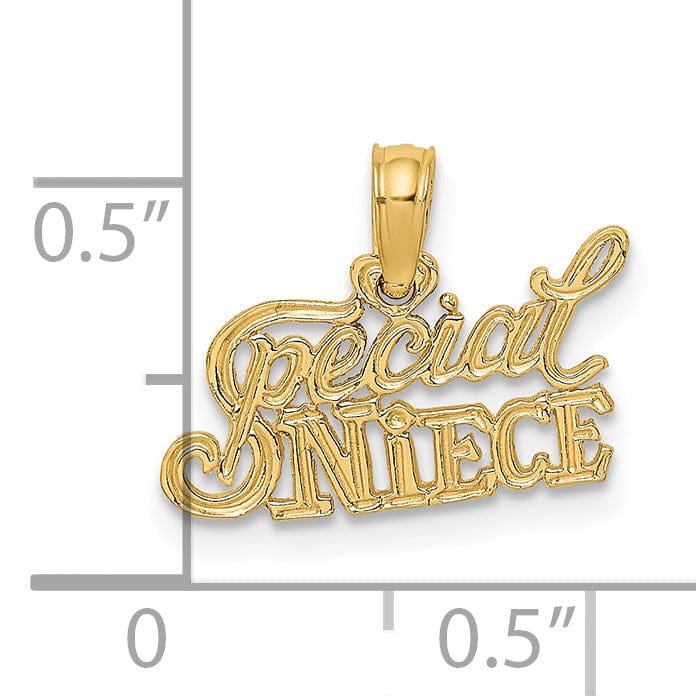Lovely Rita's Pendants & Charms 14K Yellow Gold Textured Polished Finish Flat Back in Script Design SPECIAL NIECE Charm Pendant