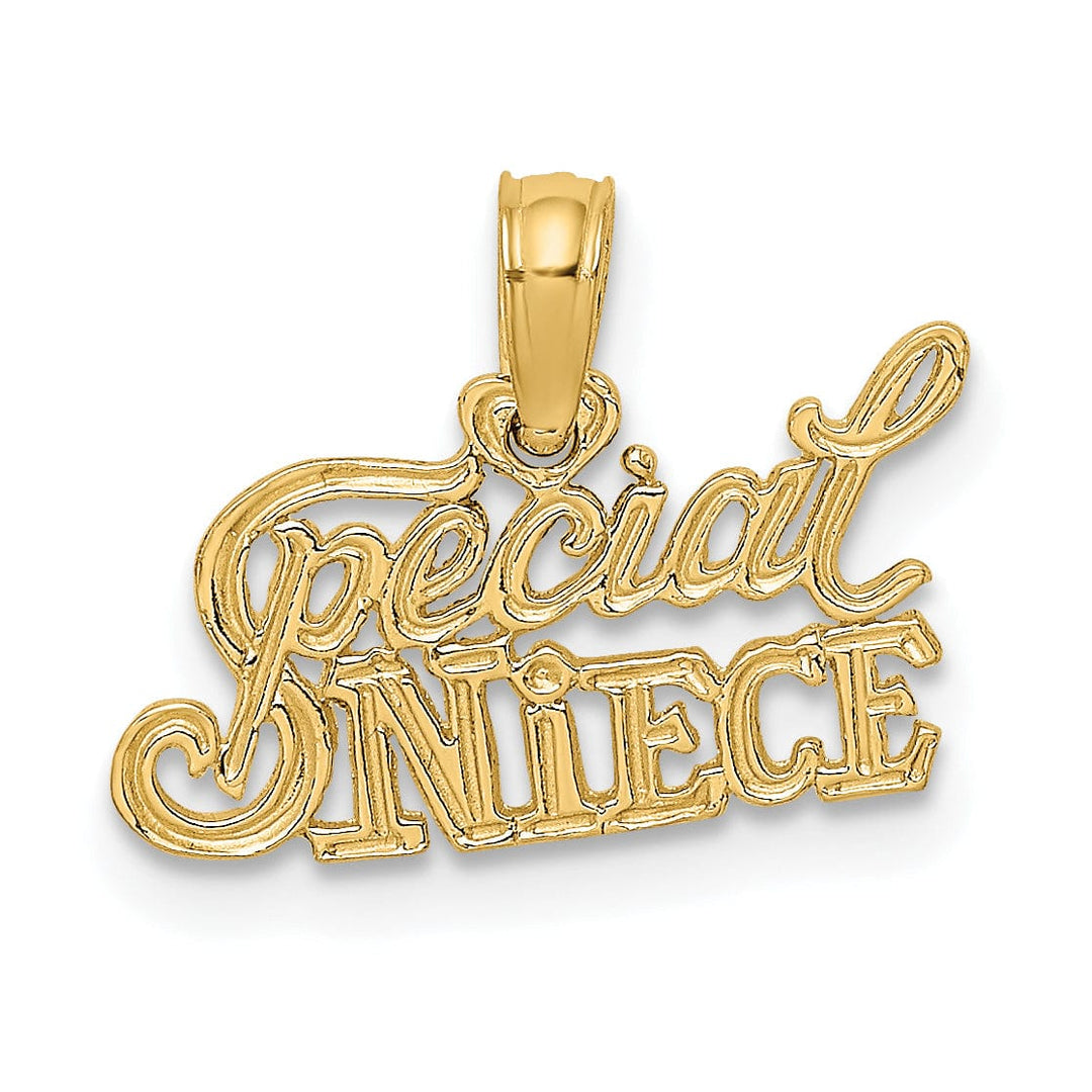 Lovely Rita's Pendants & Charms 14K Yellow Gold Textured Polished Finish Flat Back in Script Design SPECIAL NIECE Charm Pendant