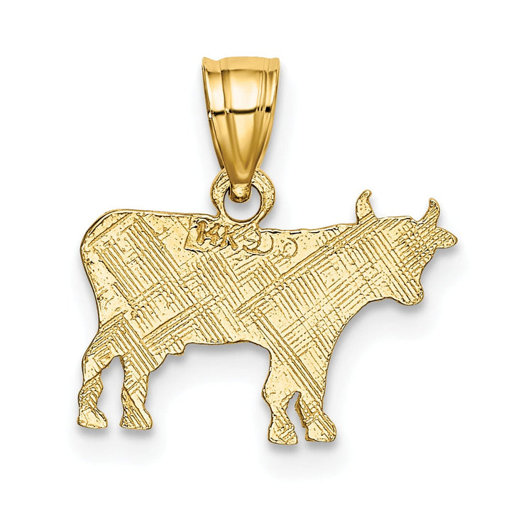 Lovely Rita's Pendants & Charms 14K Yellow Gold Textured Polished Finish Flat Cow Design Charm Pendant