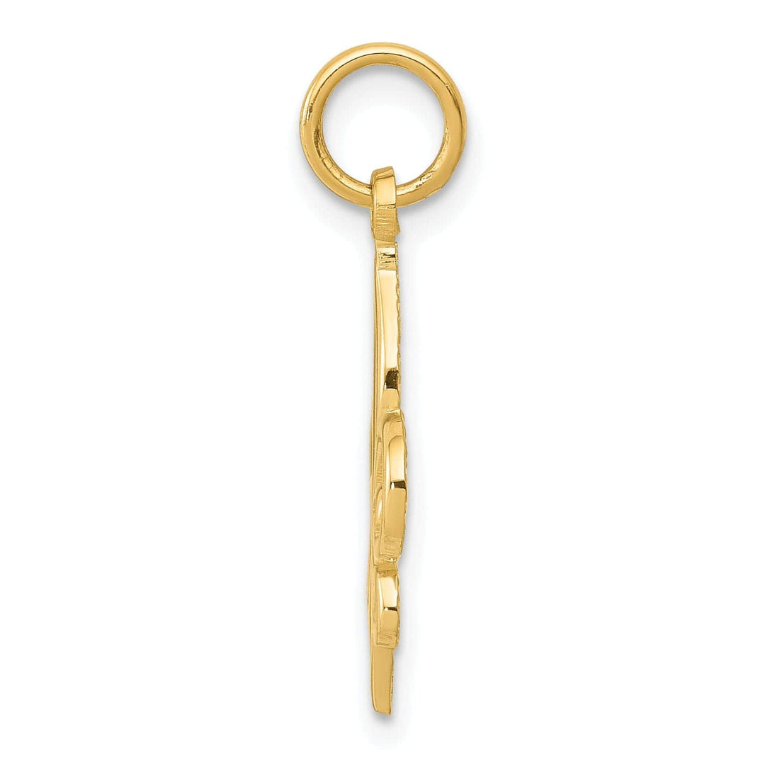 Lovely Rita's Pendants & Charms 14k Yellow Gold Textured Polished Finish Fleur De Lis Design Charm Pendant