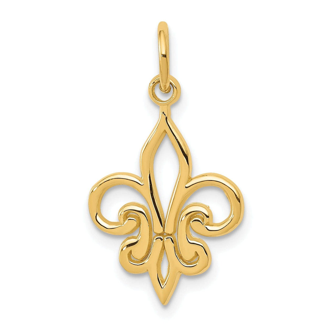 Lovely Rita's Pendants & Charms 14k Yellow Gold Textured Polished Finish Fleur De Lis Design Charm Pendant