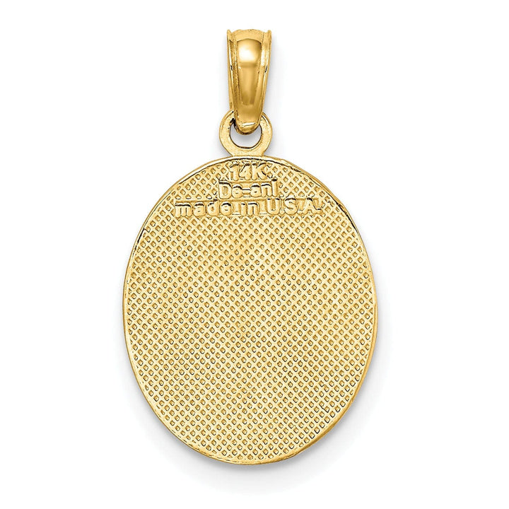 Lovely Rita's Pendants & Charms 14K Yellow Gold Textured Polished Finish Fleur de Lis on Oval Disc Shape Design Charm Pendant