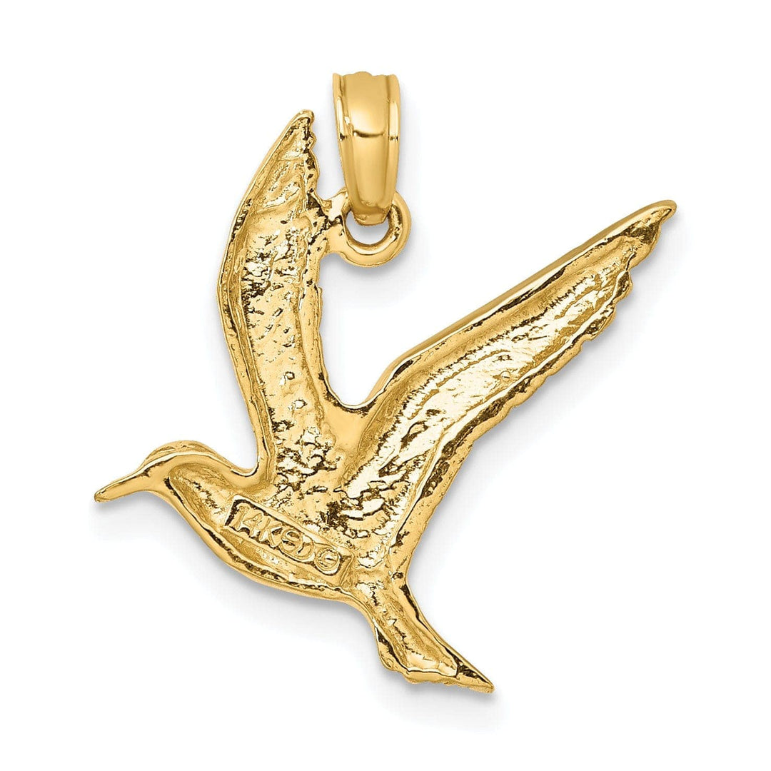 Lovely Rita's Pendants & Charms 14K Yellow Gold Textured Polished Finish Flying Seagull Charm Pendant