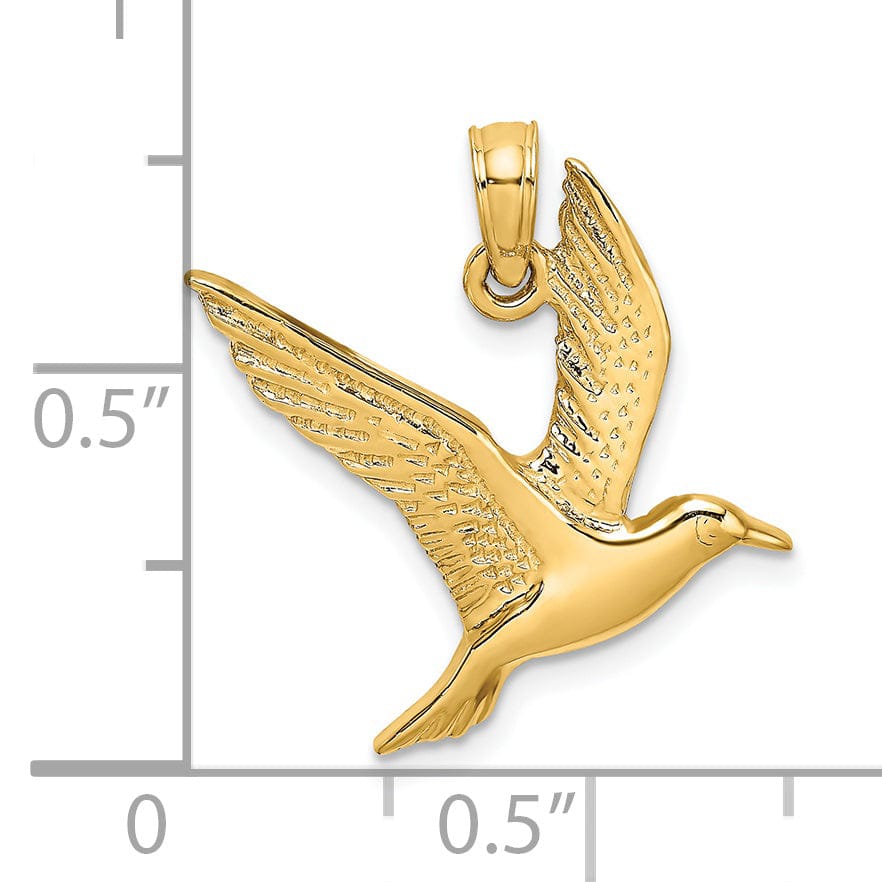 Lovely Rita's Pendants & Charms 14K Yellow Gold Textured Polished Finish Flying Seagull Charm Pendant